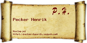 Pecker Henrik névjegykártya